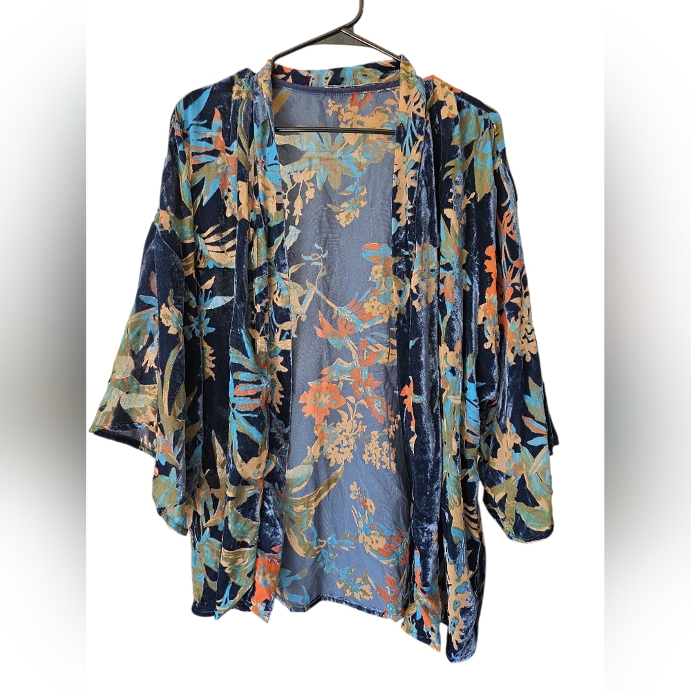 Collective Concepts Women's Floral Sheer Cover Up Euc One Size 24"